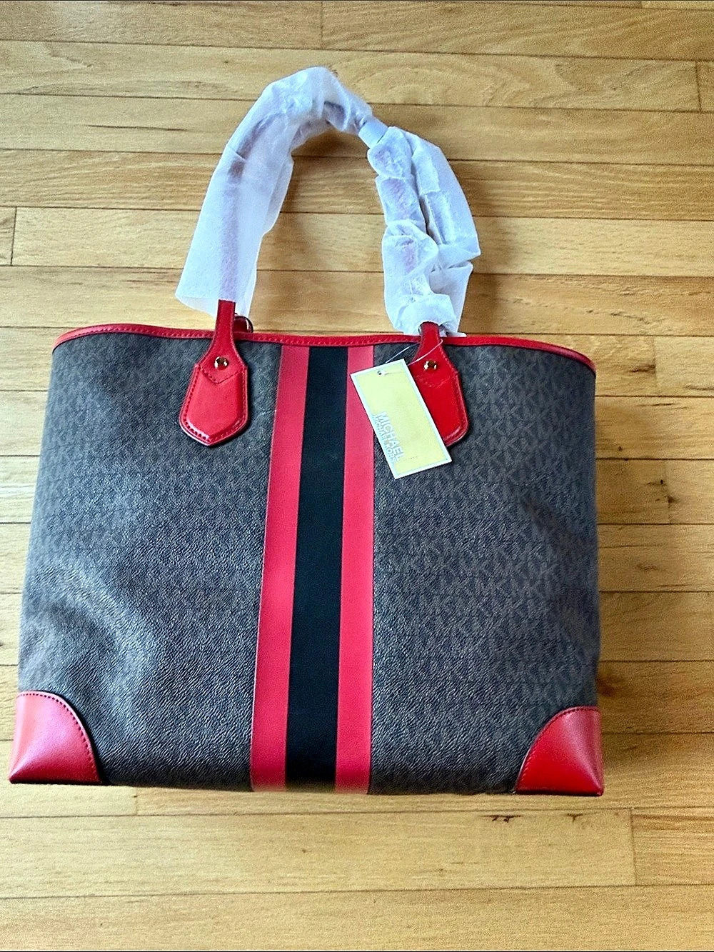 Michael Kors Jet Set Travel Tote Color Block Black & Red